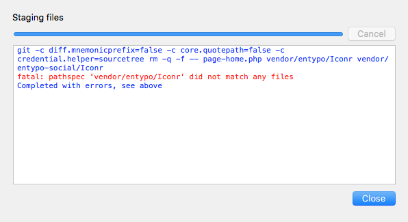 fatal: pathspec 'vendor/entypo/Iconr' did not match any files